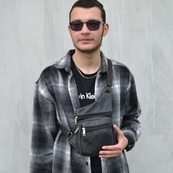 Чоловіча сумка з натуральної шкіри, тактична сумка - месенджер чорна, тактична сумка на груди. Зображення №33