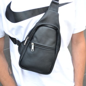 Сумка з натуральної шкіри, слінг чоловічий чорний, барсетка, крос боді, Практична сумка-месенджер. Зображення №6 Сумка з натуральної шкіри, слінг чоловічий чорний, барсетка, крос боді, Практична сумка-месенджер. Зображення №6