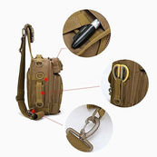 Качественная тактическая сумка, укрепленная мужская сумка рюкзак тактическая слинг. Цвет: койот. Изображение №33