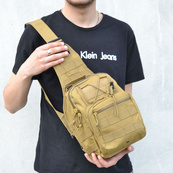 Качественная тактическая сумка, укрепленная мужская сумка рюкзак тактическая слинг. Цвет: койот. Изображение №52