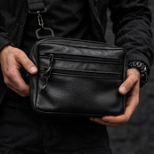 Мужская сумка месенджер из натуральной кожи, вместительная кожаная сумка через плечо. Изображение №7