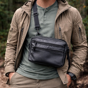 Мужская сумка месенджер из натуральной кожи, вместительная кожаная сумка через плечо. Изображение №11