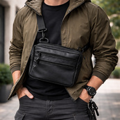 Мужская сумка месенджер из натуральной кожи, вместительная кожаная сумка через плечо. Изображение №13