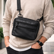 Мужская сумка месенджер из натуральной кожи, вместительная кожаная сумка через плечо. Изображение №14