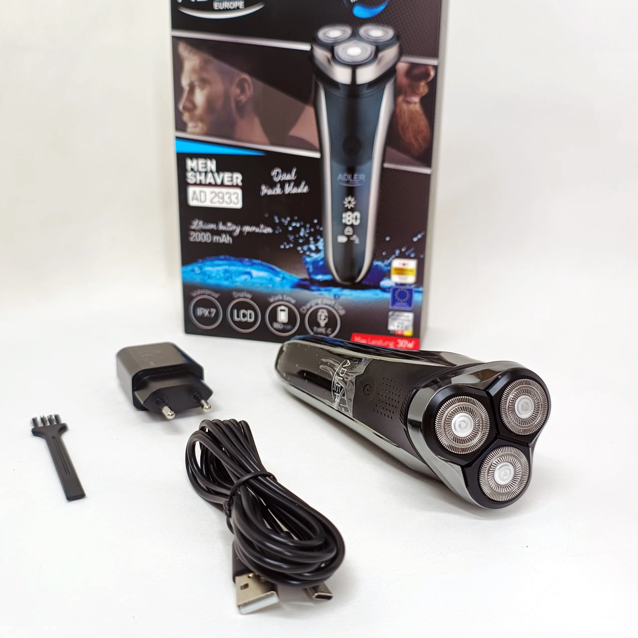 Електробритва для чоловіків роторна Adler AD 2933 акумуляторна 30 Вт Електробритва для чоловіків роторна Adler AD 2933 акумуляторна 30 Вт