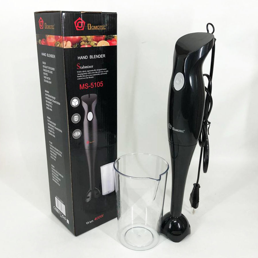 Блендер DOMOTEC MS-5105 400Вт зі склянкою, гарний занурювальний блендер для дому, електричний блендер Блендер DOMOTEC MS-5105 400Вт зі склянкою, гарний занурювальний блендер для дому, електричний блендер