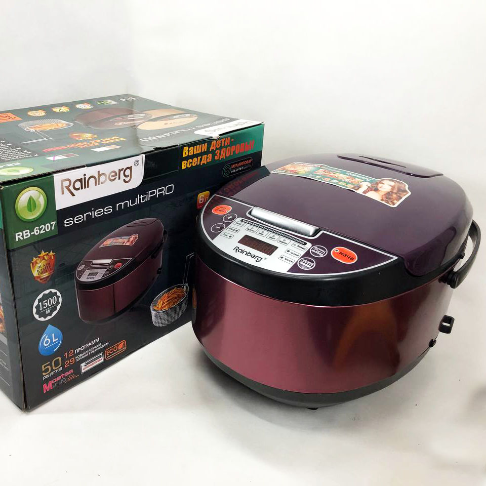 Мультиварка Rainberg RB-6207 З Фритюрницею, 12 Програм, скороварка пароварка мультиварка. Колір коричневий Мультиварка Rainberg RB-6207 З Фритюрницею, 12 Програм, скороварка пароварка мультиварка. Колір коричневий