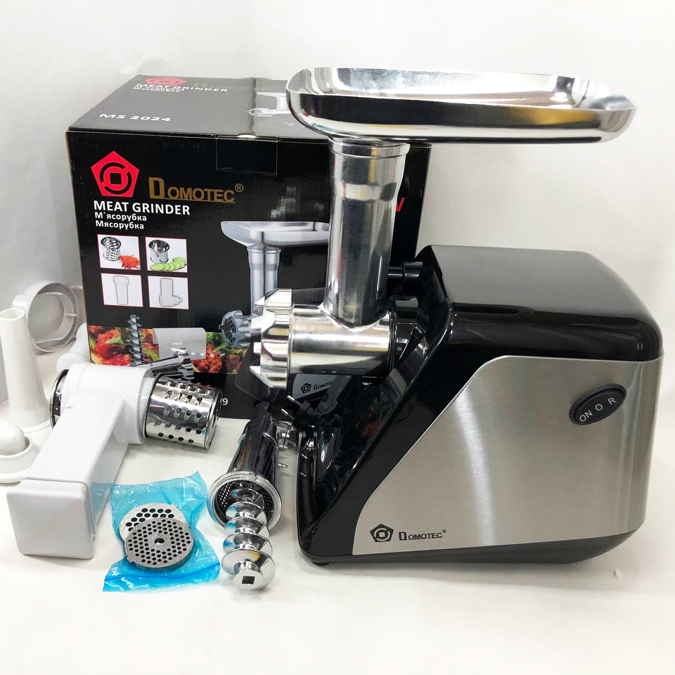 Електром'ясорубка, шатківниця та соковитискач DOMOTEC MS-2024 3000 Вт, томати, терки/шатківниці Електром'ясорубка, шатківниця та соковитискач DOMOTEC MS-2024 3000 Вт, томати, терки/шатківниці