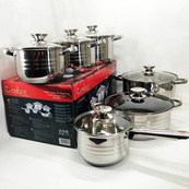 Набір посуду UNIQUE UN-5036 з нержавіючої сталі з товстим 5-ти шаровим дном з кришками 12 предметів. Зображення №3