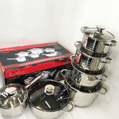 Набір посуду UNIQUE UN-5036 з нержавіючої сталі з товстим 5-ти шаровим дном з кришками 12 предметів. Зображення №7