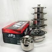 Набір посуду UNIQUE UN-5036 з нержавіючої сталі з товстим 5-ти шаровим дном з кришками 12 предметів. Зображення №10