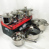 Набір посуду UNIQUE UN-5036 з нержавіючої сталі з товстим 5-ти шаровим дном з кришками 12 предметів. Зображення №12