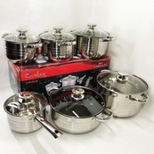 Набір посуду UNIQUE UN-5036 з нержавіючої сталі з товстим 5-ти шаровим дном з кришками 12 предметів. Зображення №14