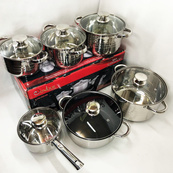 Набір посуду UNIQUE UN-5036 з нержавіючої сталі з товстим 5-ти шаровим дном з кришками 12 предметів. Зображення №15