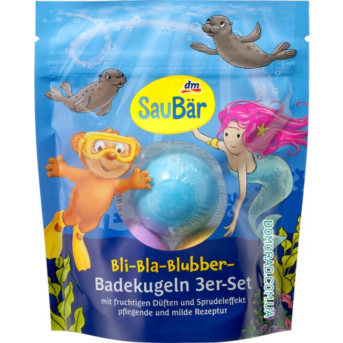SauBar Дитячі бомбочки для ванни Bli-Bla-Blubber 3шт. SauBar Дитячі бомбочки для ванни Bli-Bla-Blubber 3шт.