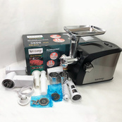 Електрична м'ясорубка Rainberg RB-673 із соковижималкою та шатківницею 9 насадок 3000W з реверсом. Зображення №2