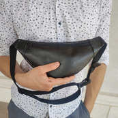 Сумка на пояс. Сумка через плече. бананка чоловіча / жіноча. Колір чорний. Зображення №3