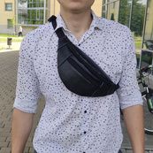 Сумка на пояс. Сумка через плече. бананка чоловіча / жіноча. Колір чорний. Зображення №8