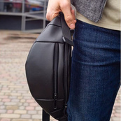 Сумка на пояс. Сумка через плече. бананка чоловіча / жіноча. Колір чорний. Зображення №10