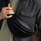 Сумка на пояс. Сумка через плече. бананка чоловіча / жіноча. Колір чорний. Зображення №21