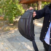 Сумка на пояс. Сумка через плече. бананка чоловіча / жіноча. Колір чорний. Зображення №29