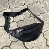 Сумка на пояс. Сумка через плече. бананка чоловіча / жіноча. Колір чорний. Зображення №38