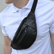 Сумка на пояс. Сумка через плече. бананка чоловіча / жіноча. Колір чорний. Зображення №53