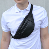 Сумка на пояс. Сумка через плече. бананка чоловіча / жіноча. Колір чорний. Зображення №56