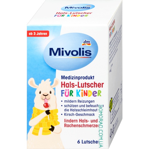 Mivolis Льодяники на паличці для горла для дітей 6шт. Mivolis Льодяники на паличці для горла для дітей 6шт.