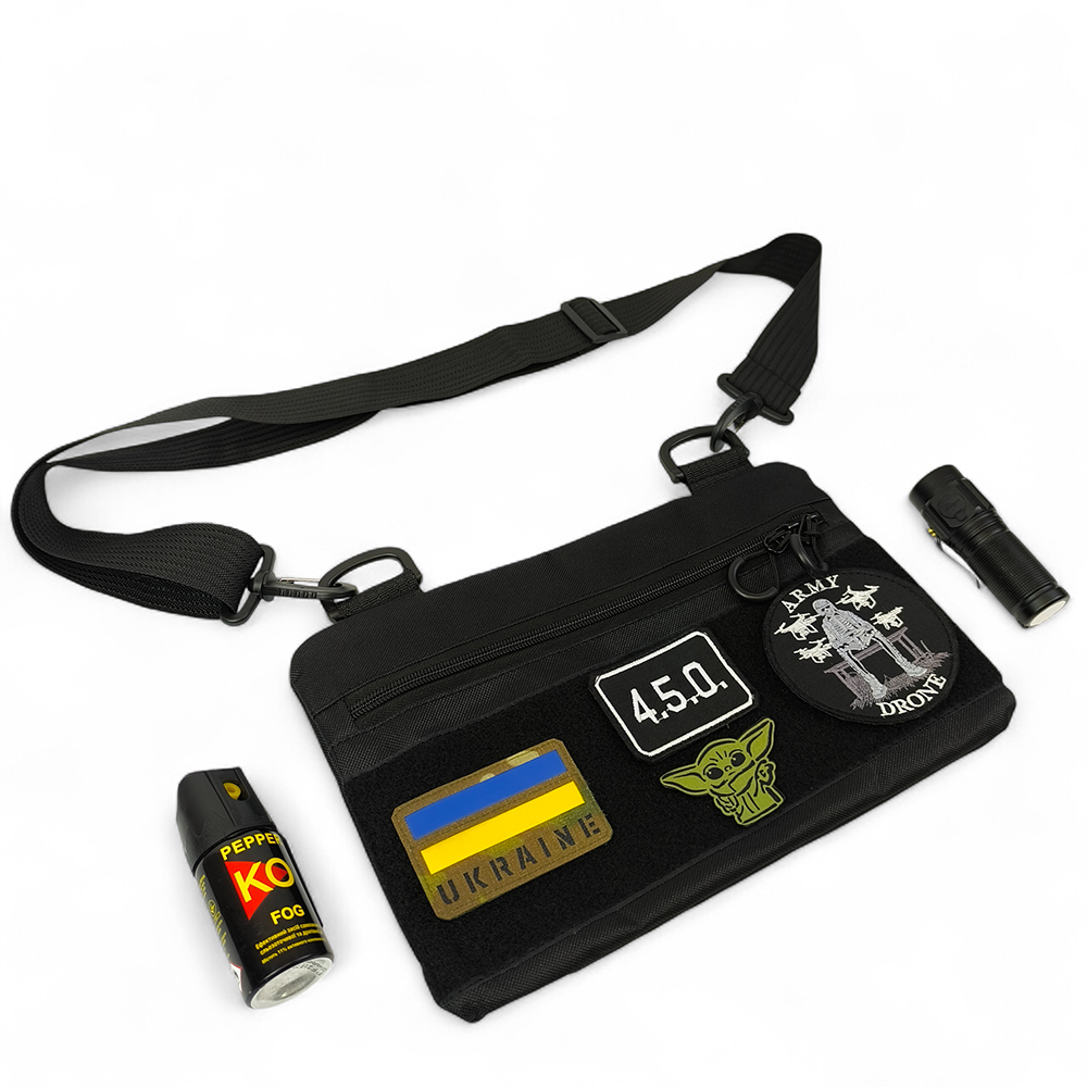 Молодіжна тактична сумка для патчів на плече з 4 кишенями black Молодіжна тактична сумка для патчів на плече з 4 кишенями black