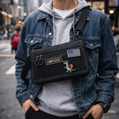 Молодіжна тактична сумка для патчів на плече з 4 кишенями black. Зображення №13 Молодіжна тактична сумка для патчів на плече з 4 кишенями black. Зображення №13