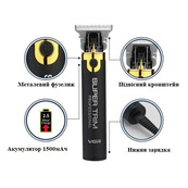 Машинка для стрижки VGR V-082 акумуляторна бездротова професійна + 3 насадки триммер для волосся. Зображення №8