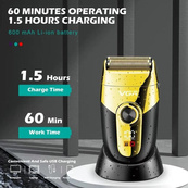 Профессиональная электробритва VGR V-383 Finale Shaver с подставкой, машинка мужская для бритья. Изображение №3