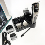 Бездротова машинка для стрижки волосся VGR V-107 тример для бороди та вусів зі змінними насадками. Зображення №10