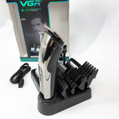 Бездротова машинка для стрижки волосся VGR V-107 тример для бороди та вусів зі змінними насадками. Зображення №14