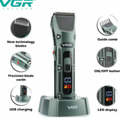 Аккумуляторная беспроводная машинка для стрижки волос VGR V-696 с LED дисплеем и ТУРБО режимом. Изображение №3
