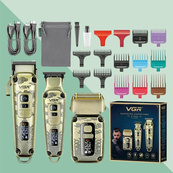 Набор для стрижки волос и бороды с насадками 3в1 VGR V-642 Аккумуляторная машинка с триммером и шейвером. Изображение №5
