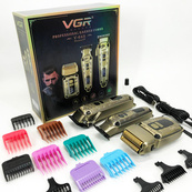 Набор для стрижки волос и бороды с насадками 3в1 VGR V-642 Аккумуляторная машинка с триммером и шейвером. Изображение №7
