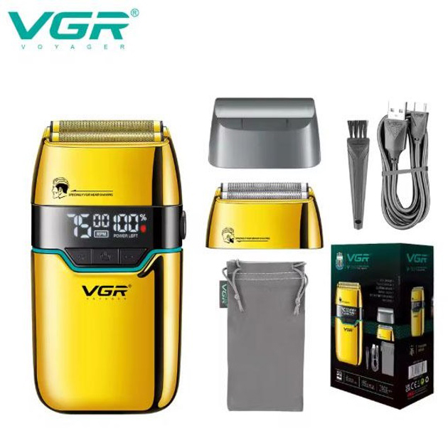 Електробритва Шейвер VGR V-350 чоловіча акумуляторна бритва для гоління з дисплеєм. Колір: золотий Електробритва Шейвер VGR V-350 чоловіча акумуляторна бритва для гоління з дисплеєм. Колір: золотий