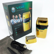 Електробритва Шейвер VGR V-350 чоловіча акумуляторна бритва для гоління з дисплеєм. Колір: золотий. Зображення №7 Електробритва Шейвер VGR V-350 чоловіча акумуляторна бритва для гоління з дисплеєм. Колір: золотий. Зображення №7