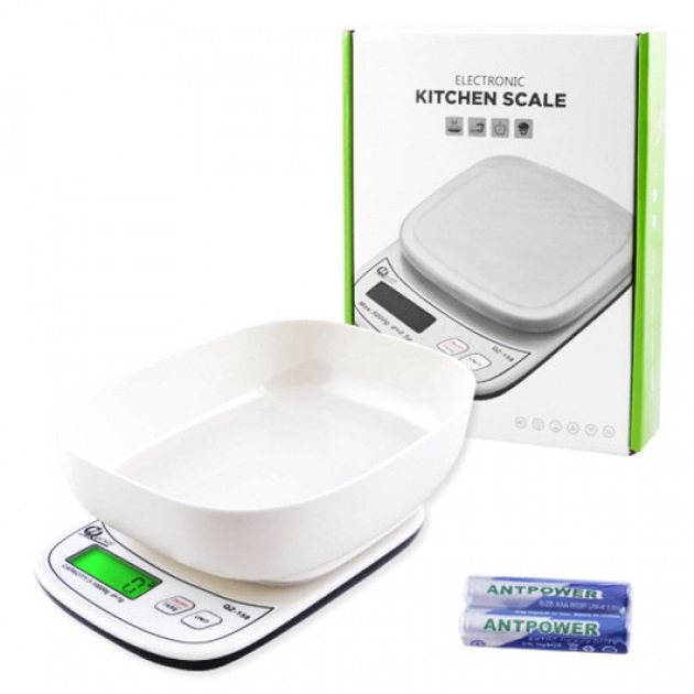 Ваги кухонні QZ-158A з чашею, 10кг (1г) Ваги кухонні QZ-158A з чашею, 10кг (1г)