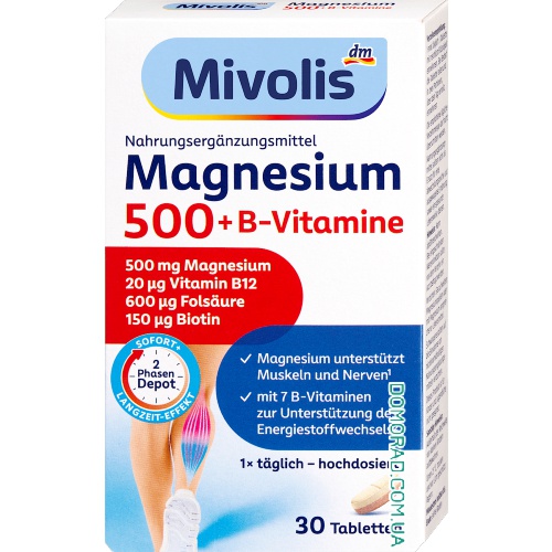 Mivolis Magnesium 500 + B-Vitamine 30шт. Mivolis Magnesium 500 + B-Vitamine 30шт.