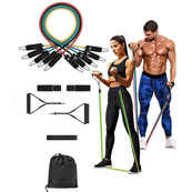 Еспандер гума для зарядок exercise pipe, еспандер гумовий джгут вправи, Фітнес гумки 5 в 1. Зображення №7