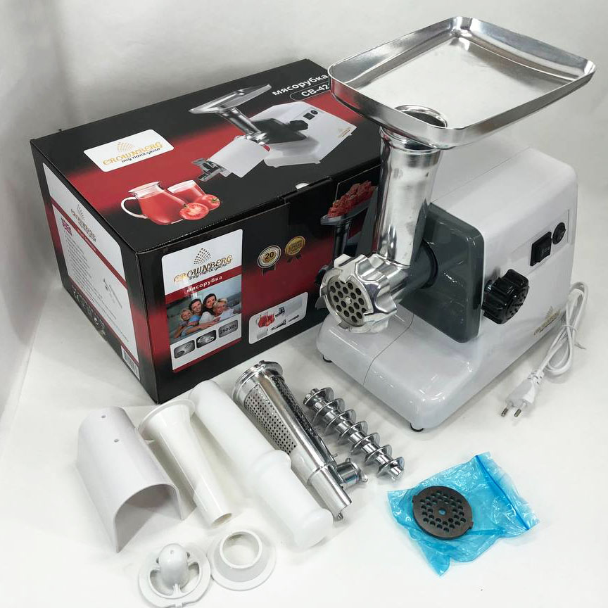 Мясорубка Crownberg CB-4212 с соковыжималкой, электромясорубка 2500W, мясорубка с металлическим редуктором Мясорубка Crownberg CB-4212 с соковыжималкой, электромясорубка 2500W, мясорубка с металлическим редуктором