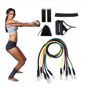 Еспандер гума для зарядок exercise pipe, еспандер гумовий джгут вправи, Фітнес гумки 5 в 1. Зображення №11