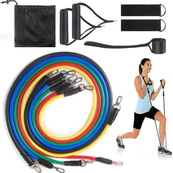 Еспандер гума для зарядок exercise pipe, еспандер гумовий джгут вправи, Фітнес гумки 5 в 1. Зображення №15