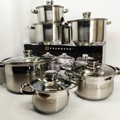 Набір каструль із сталі Edenberg EB-4036 12шт 2.1л–7.5л, 5-шарове капсульне дно, клепані ручки, індукція. Зображення №2 Набір каструль із сталі Edenberg EB-4036 12шт 2.1л–7.5л, 5-шарове капсульне дно, клепані ручки, індукція. Зображення №2