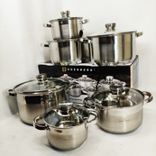 Набір каструль із сталі Edenberg EB-4036 12шт 2.1л–7.5л, 5-шарове капсульне дно, клепані ручки, індукція. Зображення №3 Набір каструль із сталі Edenberg EB-4036 12шт 2.1л–7.5л, 5-шарове капсульне дно, клепані ручки, індукція. Зображення №3