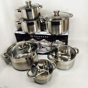 Набір каструль із сталі Edenberg EB-4036 12шт 2.1л–7.5л, 5-шарове капсульне дно, клепані ручки, індукція. Зображення №6 Набір каструль із сталі Edenberg EB-4036 12шт 2.1л–7.5л, 5-шарове капсульне дно, клепані ручки, індукція. Зображення №6