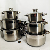 Набір каструль із сталі Edenberg EB-4036 12шт 2.1л–7.5л, 5-шарове капсульне дно, клепані ручки, індукція. Зображення №7 Набір каструль із сталі Edenberg EB-4036 12шт 2.1л–7.5л, 5-шарове капсульне дно, клепані ручки, індукція. Зображення №7